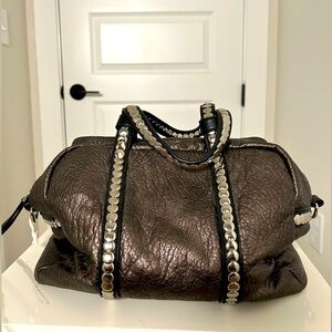 Studded Metallic Vegan Leather Handbag